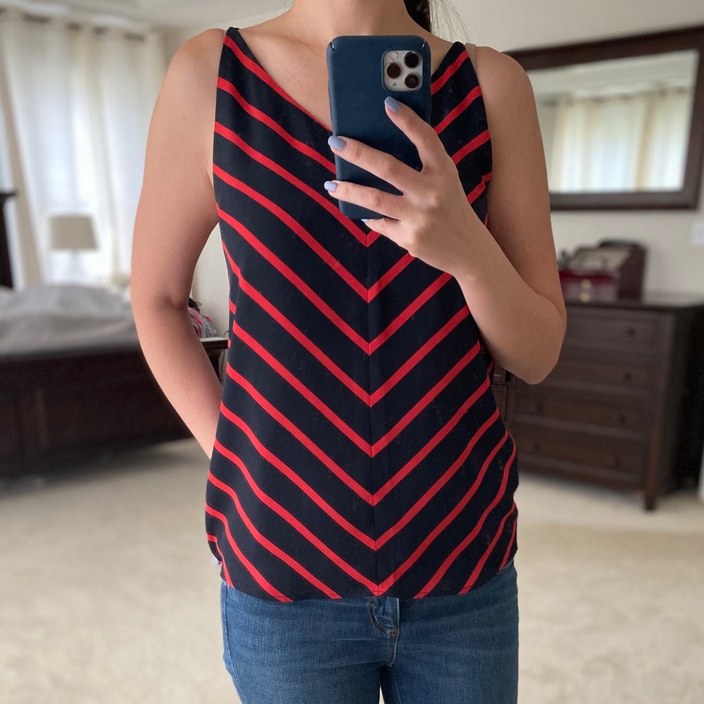 Ann Taylor Loft Navy and Red Cami in XXSP